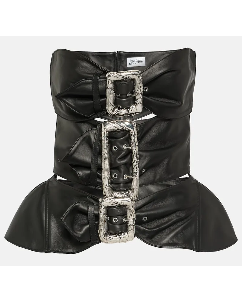 Jean Paul Gaultier Bustier-Top aus Leder Schwarz