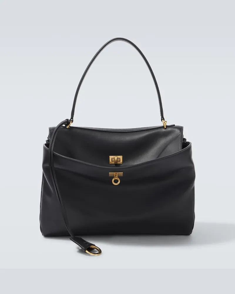 Balenciaga Tote Bag Rodeo Medium aus Leder Schwarz