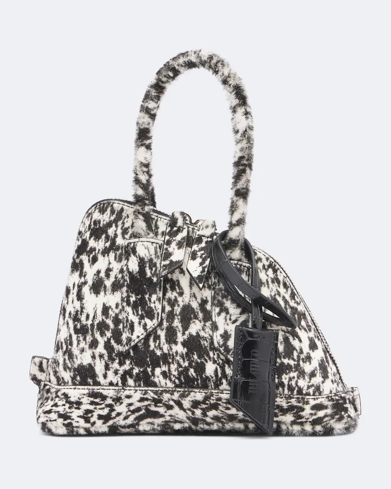 ATTICO Henkeltasche Sant Ambroeus Mini aus Kalbshaar Schwarz