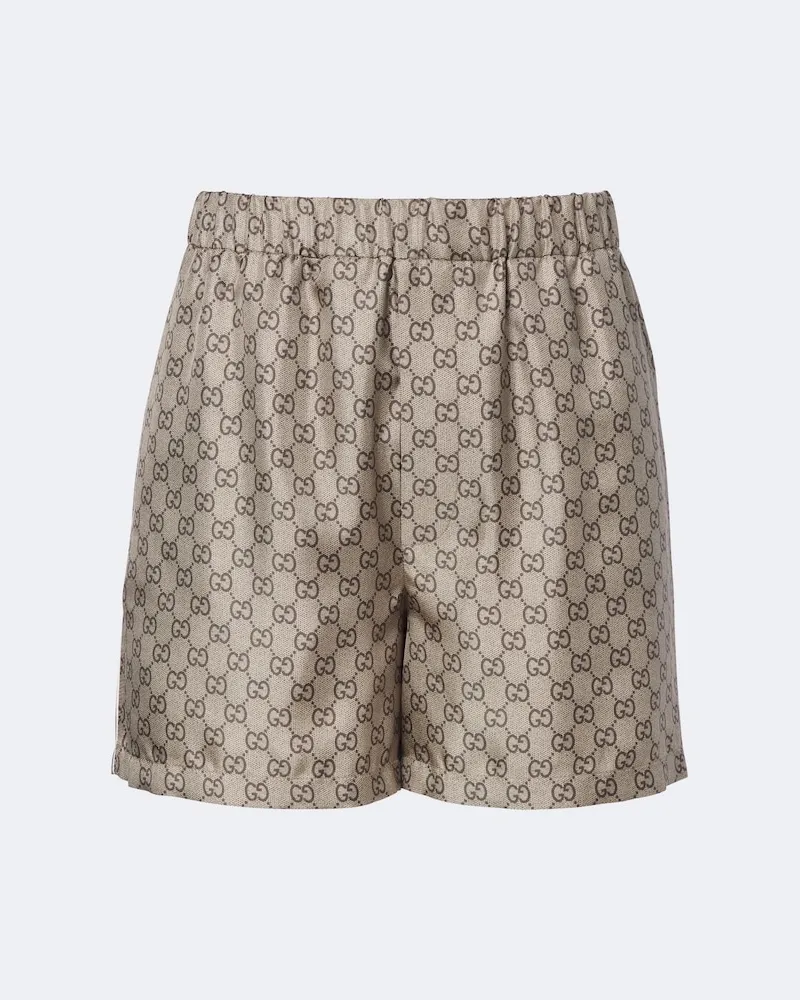 Gucci Shorts GG aus Seidentwill Braun