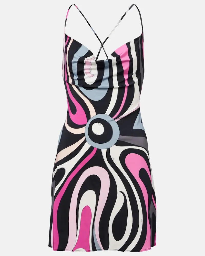 Emilio Pucci Slipdress Marmo aus Satin Schwarz