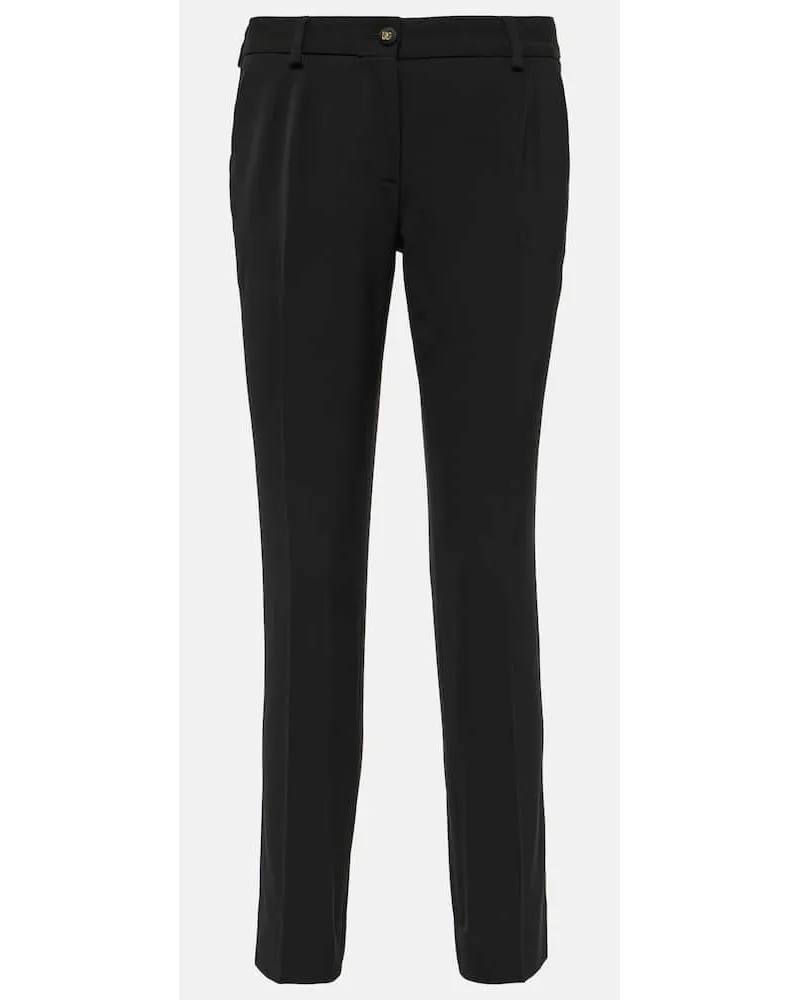 Dolce & Gabbana Schmale Low-Rise-Hose aus einem Wollgemisch Schwarz