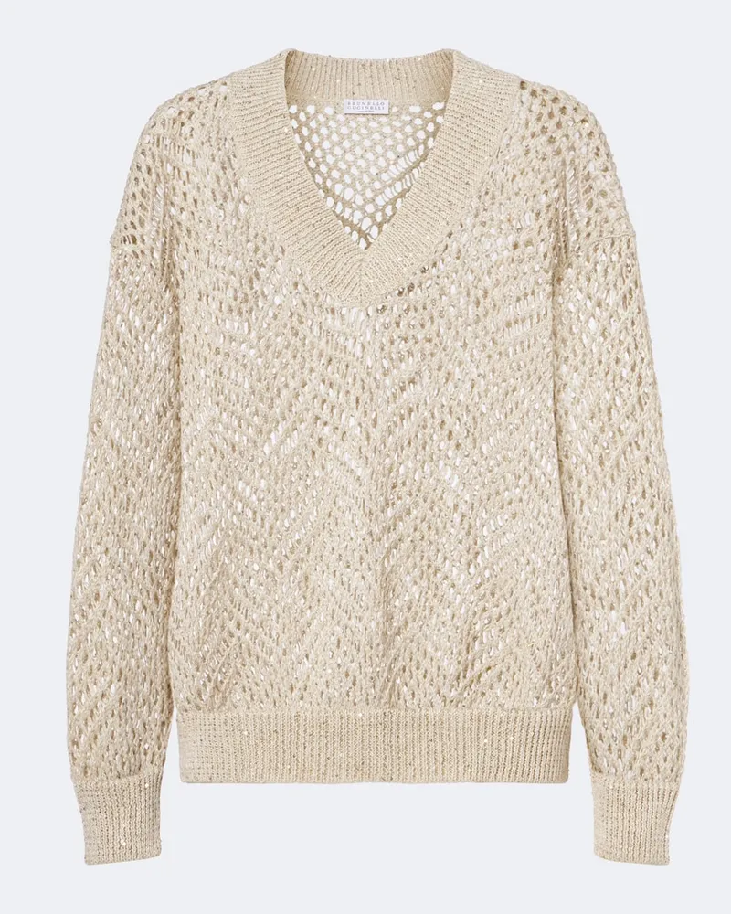 Brunello Cucinelli Pullover aus einem Leinengemisch Beige