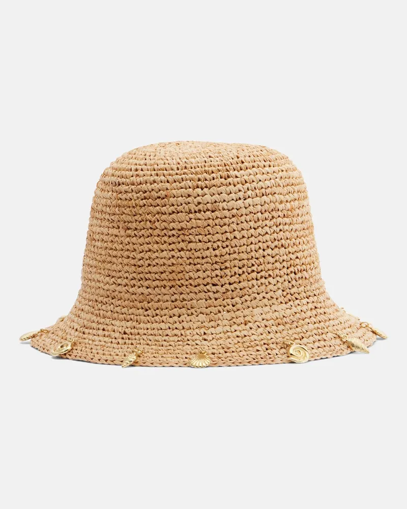Oséree Oséree Verzierter Hut aus Raffiabast Beige