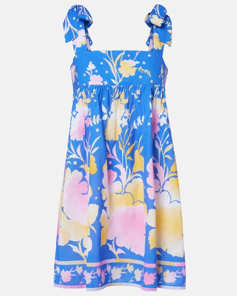 Juliet Dunn Minikleid aus Baumwolle und Leinen Blau