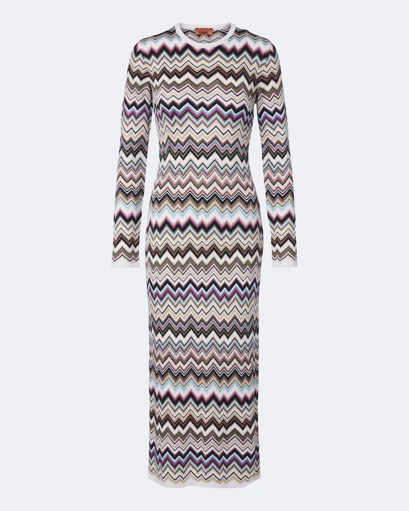 Missoni Zickzack-Midikleid aus einem Wollgemisch Multicolor