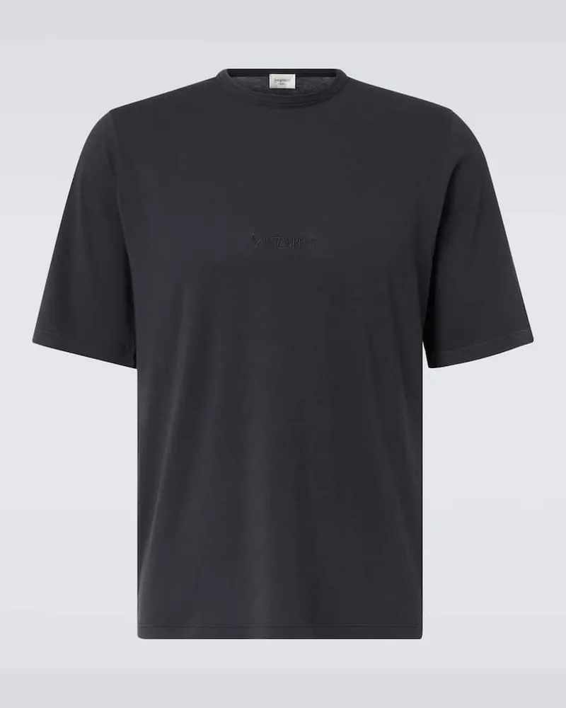 Saint Laurent T-Shirt aus Baumwoll-Jersey Schwarz