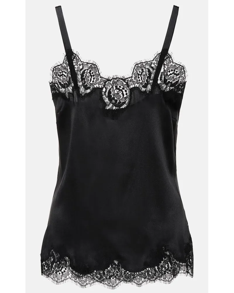 Dolce & Gabbana Top aus Satin mit Spitze Schwarz