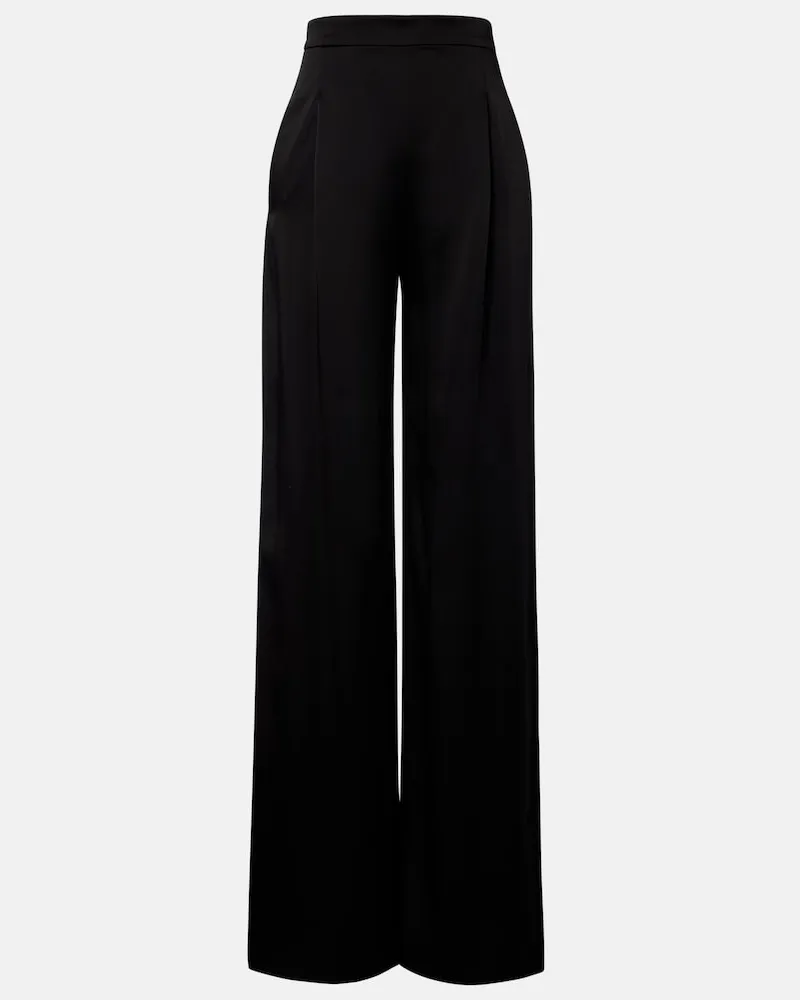 Max Mara Weite Hose aus Crêpe Schwarz