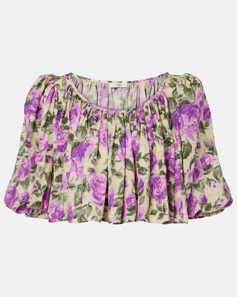 Chloé Chloé Bedrucktes Top aus Seide Gelb
