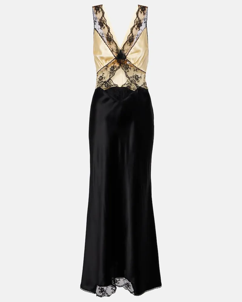 SIR Maxikleid Aries aus Seide mit Spitze Neutral