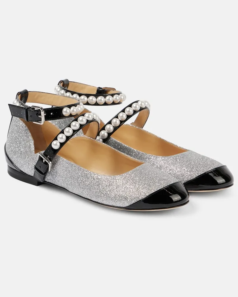 Mach & Mach Verzierte Mary-Jane-Ballerinas mit Glitter Silber