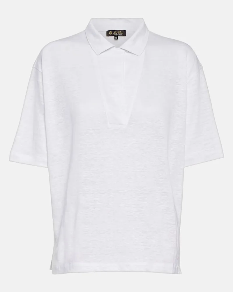 Loro Piana Polohemd aus Leinen Weiß