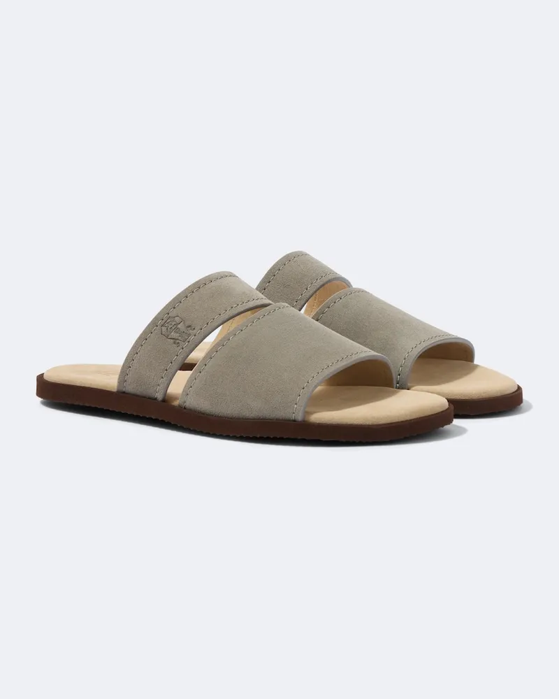 Brunello Cucinelli Sandalen aus Veloursleder Grau