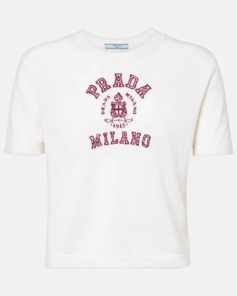 Prada T-Shirt aus Kaschmir Weiß