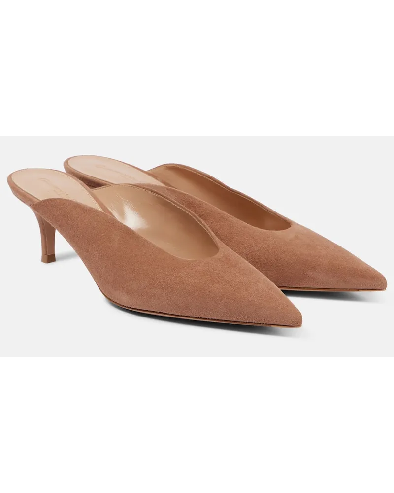 Gianvito Rossi Mules aus Veloursleder Braun