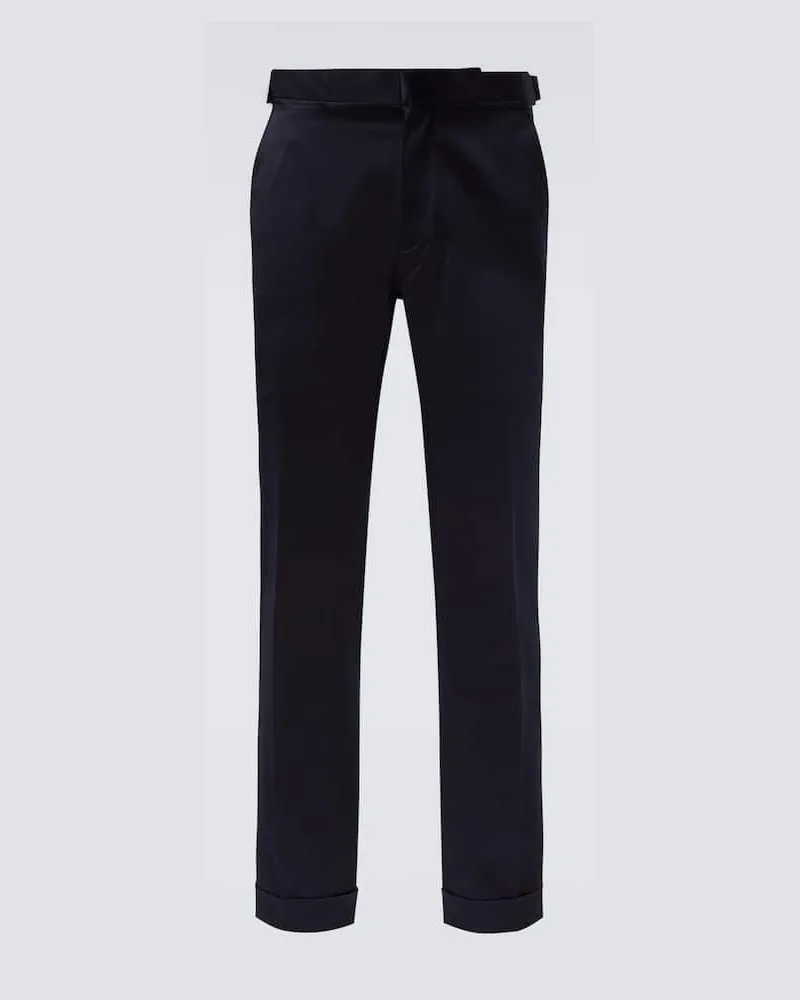 Tom Ford Anzughose Shelton aus Baumwollsatin Blau