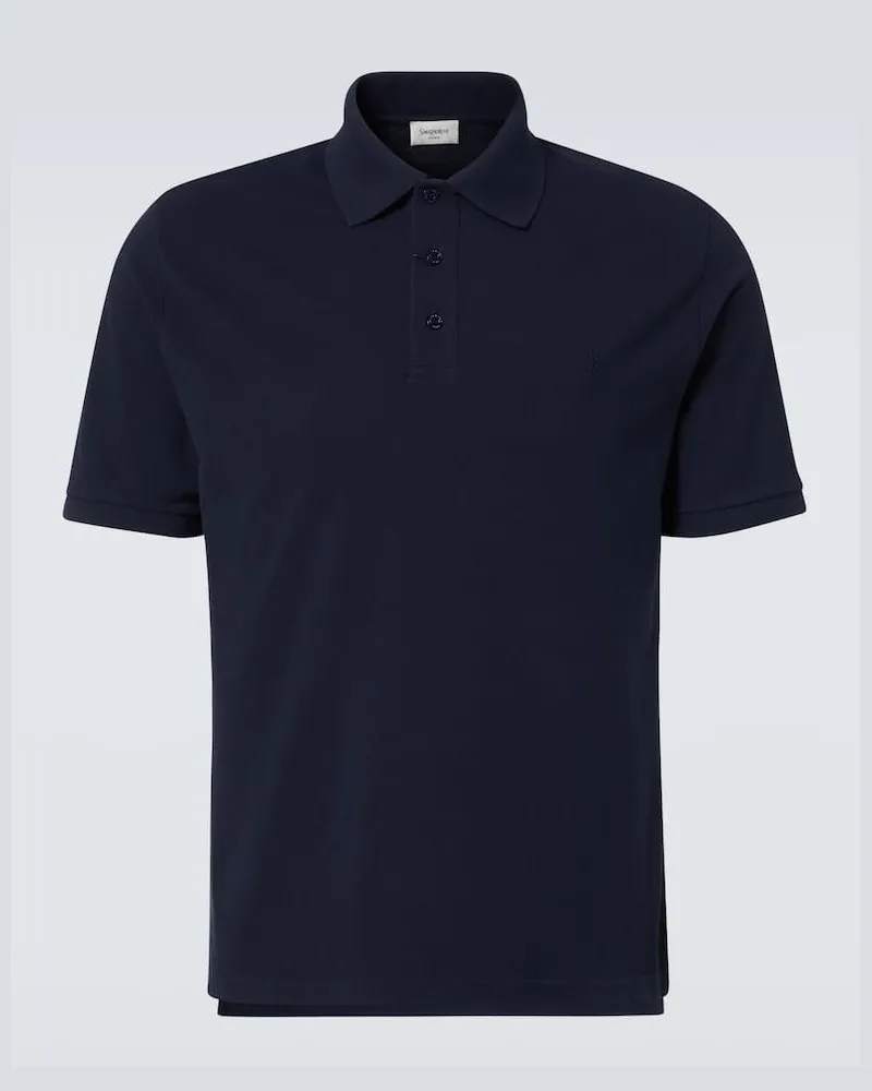 Saint Laurent Polohemd aus einem Baumwollgemisch Blau