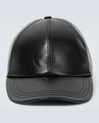 Prada Baseballcap aus Leder Schwarz