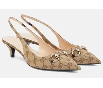 Slingback-Pumps Horsebit GG aus Canvas