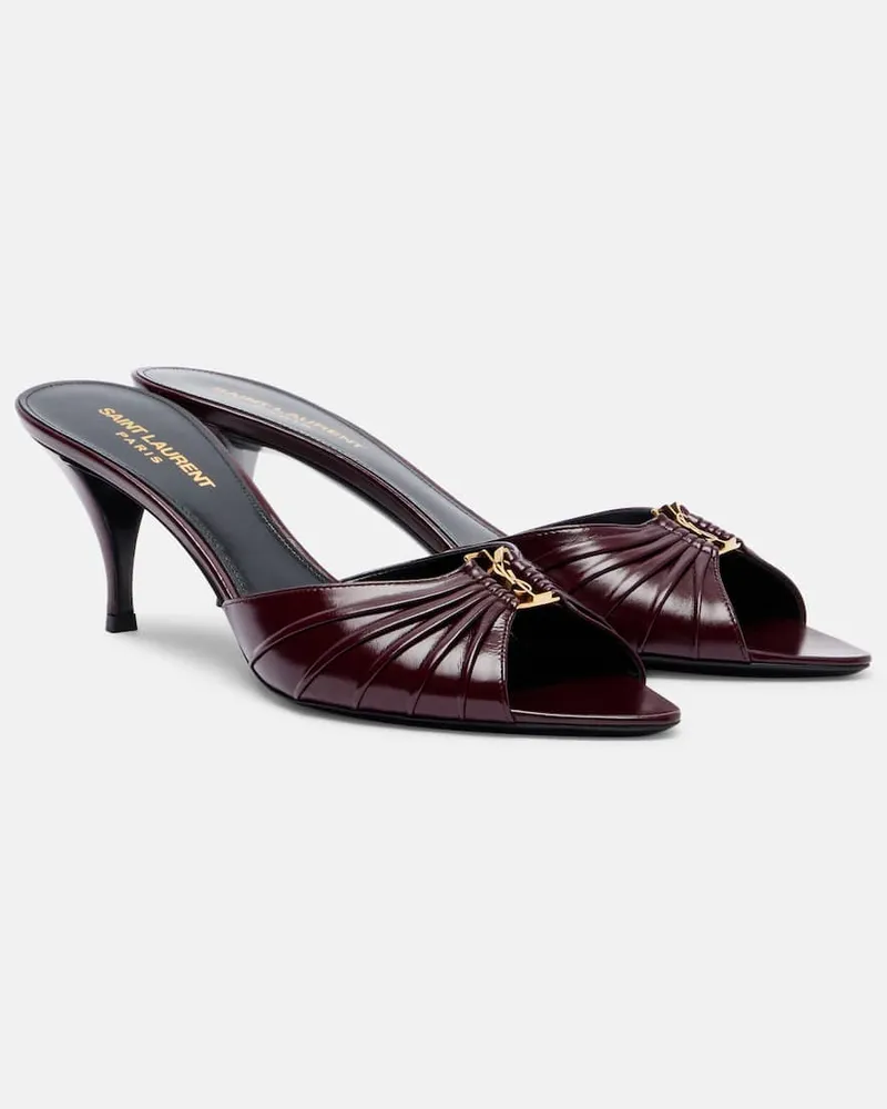 Saint Laurent Pantoletten Babylone Cassandre 60 aus Leder Burgunderrot