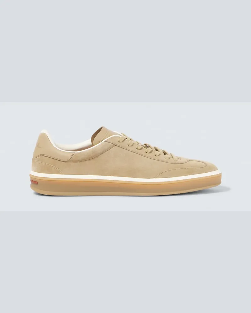 Loro Piana Sneakers Tennis Walk aus Veloursleder Beige