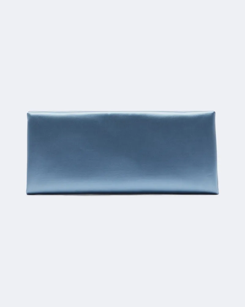 STAUD Clutch Muse Small aus Satin Blau
