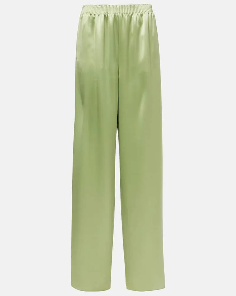 Valentino Garavani Weite High-Rise-Hose aus Seiden-Duchesse Grün