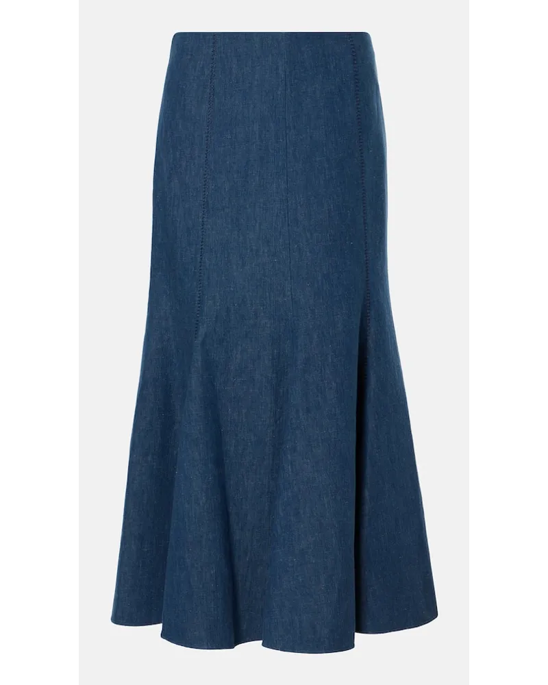 Gabriela Hearst Midirock Amy aus Baumwolle und Leinen Blau