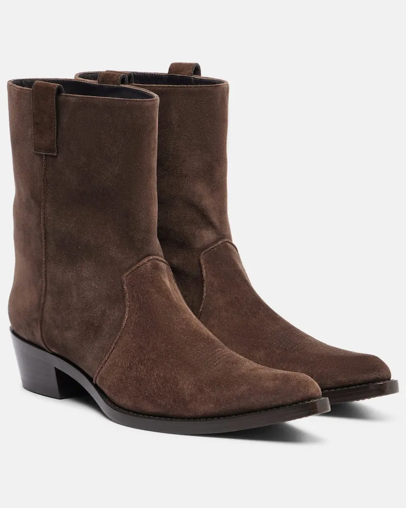 KHAITE Ankle Boots Clive 35 aus Veloursleder Braun