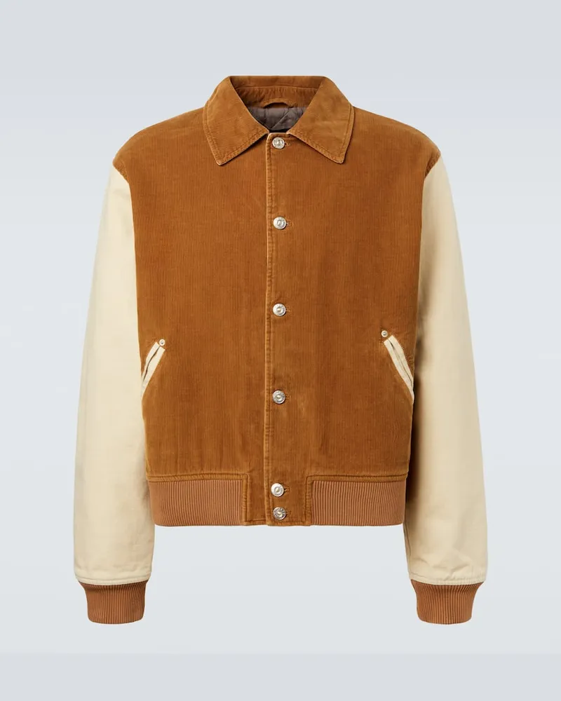 Wales Bonner Collegejacke Homecoming aus Baumwoll-Cord Braun