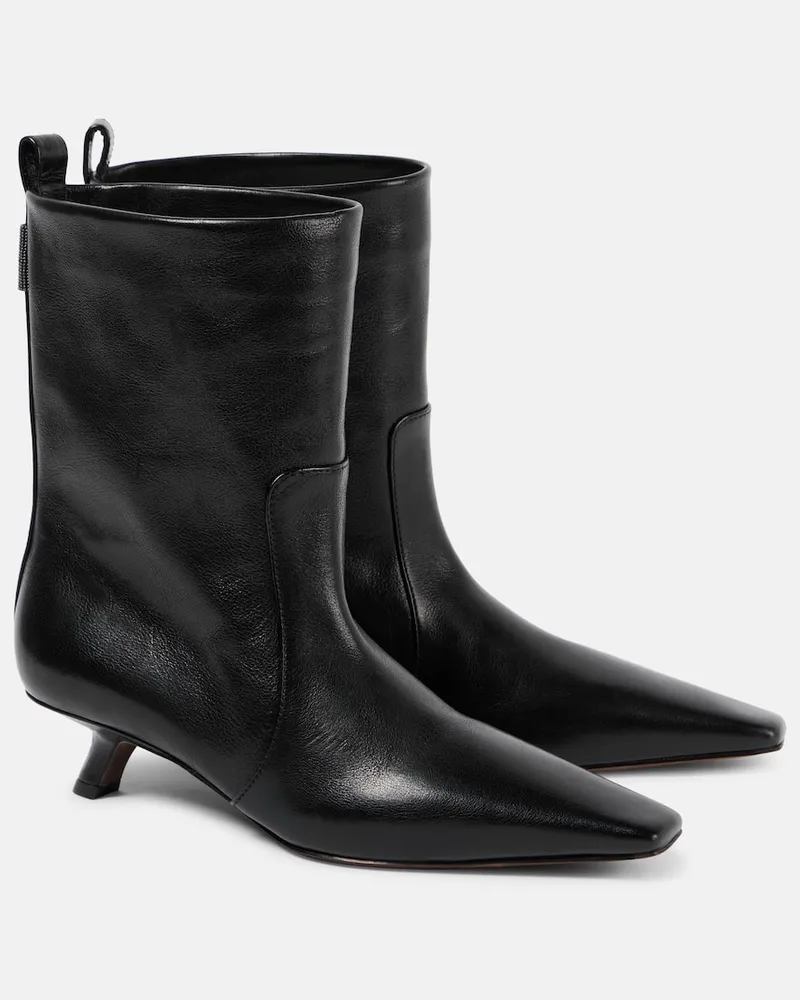 Brunello Cucinelli Ankle Boots aus Leder Schwarz