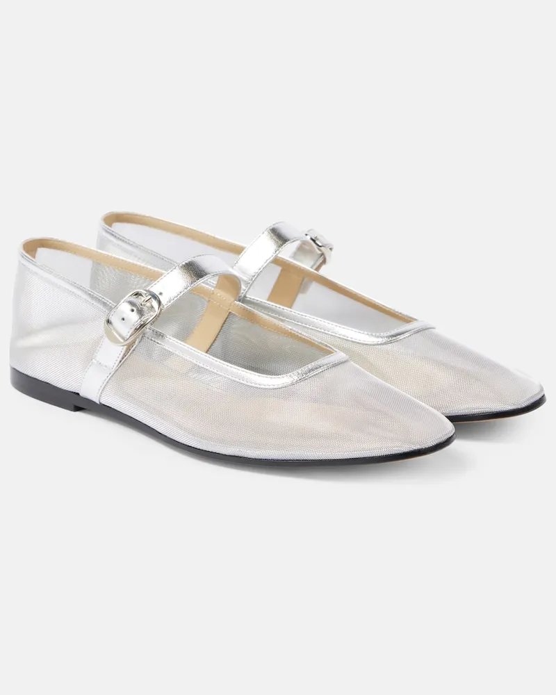 Le Monde Béryl Le Monde Béryl Ballerinas aus Mesh mit Metallic-Leder Silber