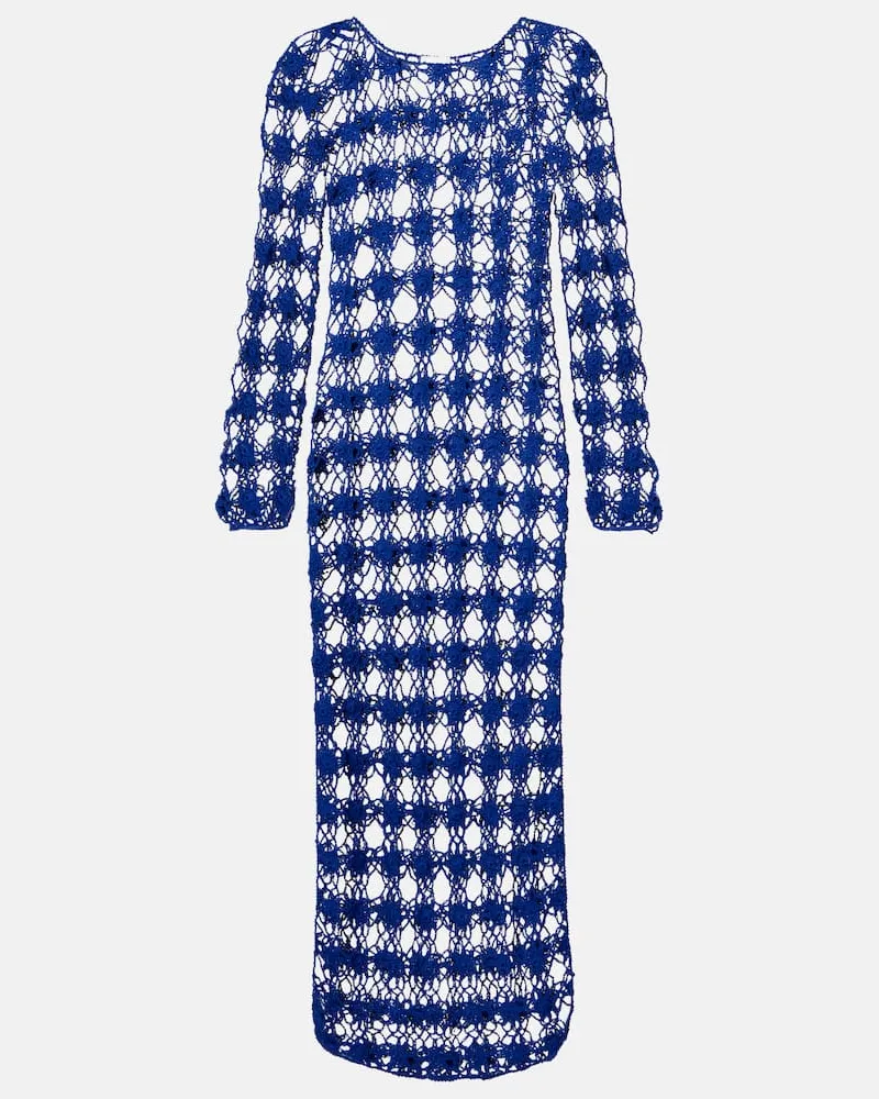 Anna Kosturova Maxikleid aus Häkelstrick Blau