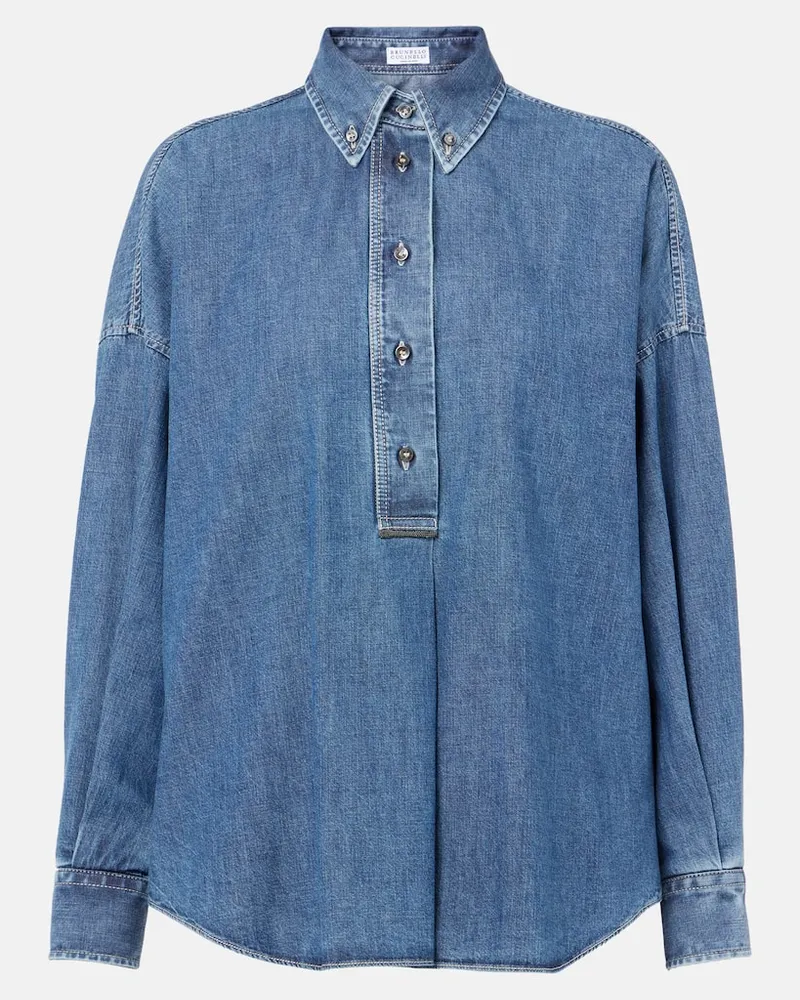 Brunello Cucinelli Bluse aus Denim Blau