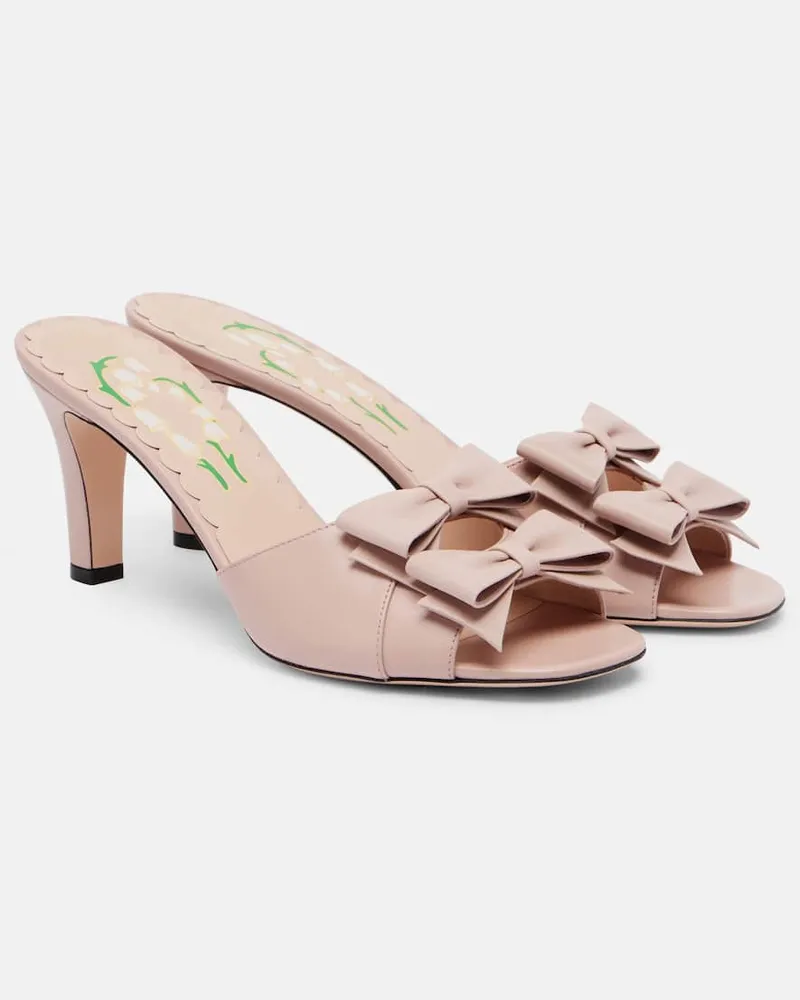 Valentino Garavani Pantoletten Bowow 75 aus Leder Rosa