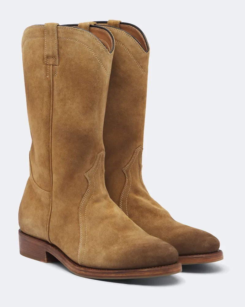 Jil Sander Stiefel Bruce aus Veloursleder Braun