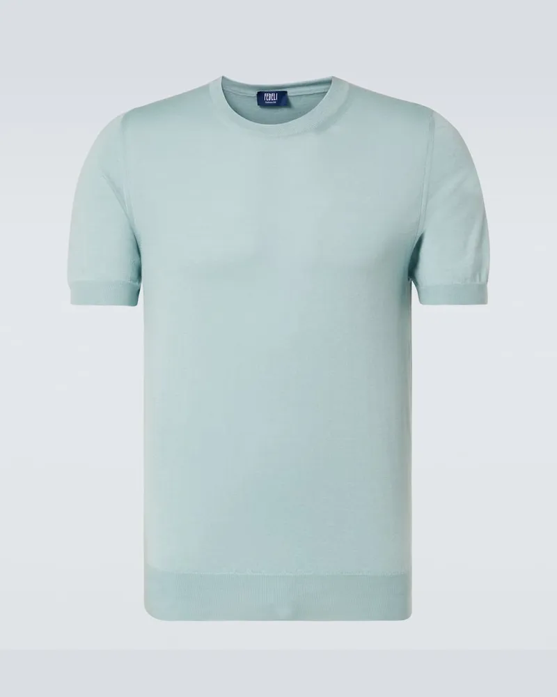 Fedeli Pullover aus Kaschmir und Seide Blau
