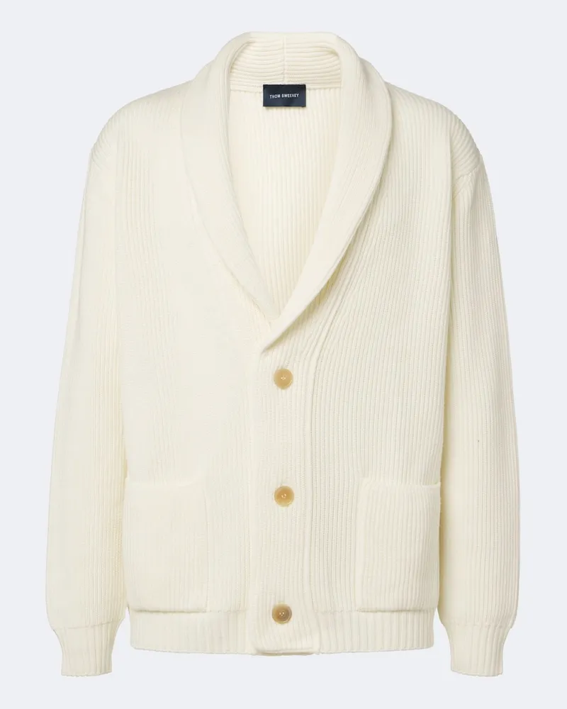 Thom Sweeney Cardigan aus Wolle Weiß