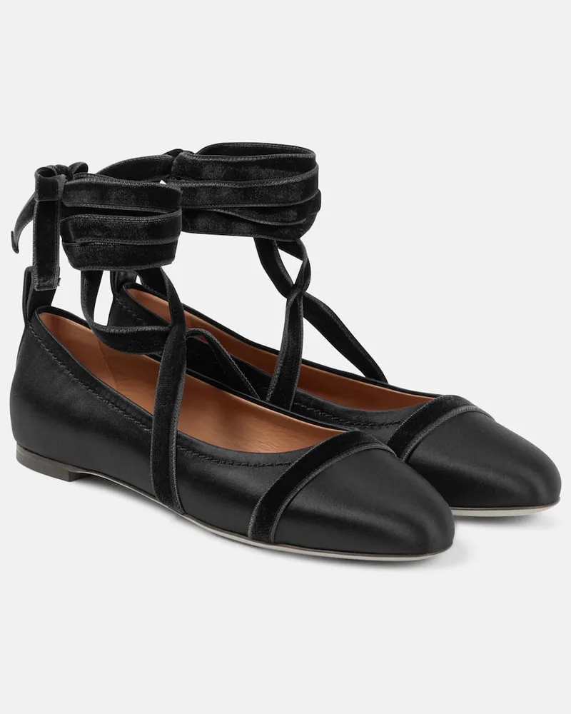 Malone Souliers Ballerinas Spencer aus Satin Schwarz