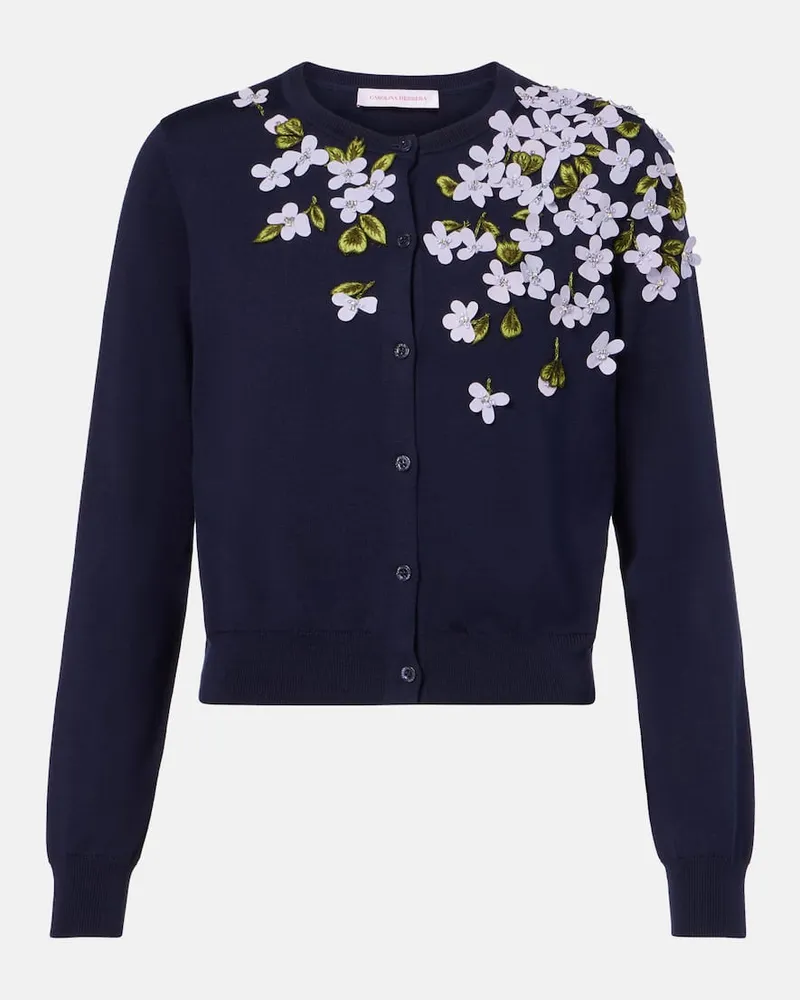 Carolina Herrera New York Cardigan aus Seide und Baumwolle Blau