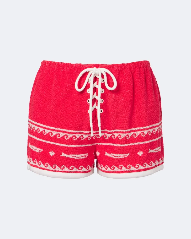 Posse Shorts Cody aus Baumwoll-Frottee Rot