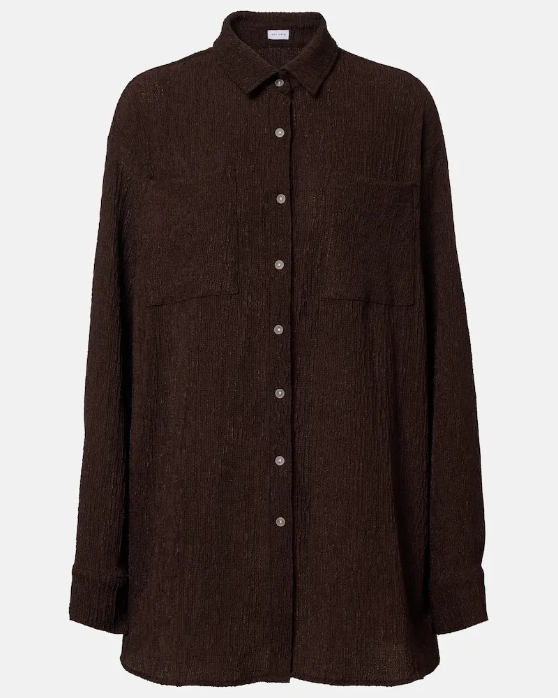 JADE SWIM Hemd Mika aus Seersucker Braun