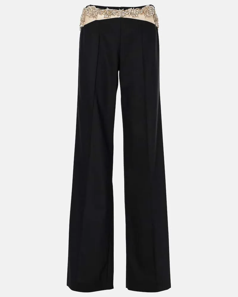 COSTARELLOS Verzierte Hose Stelle aus einem Wollgemisch Schwarz