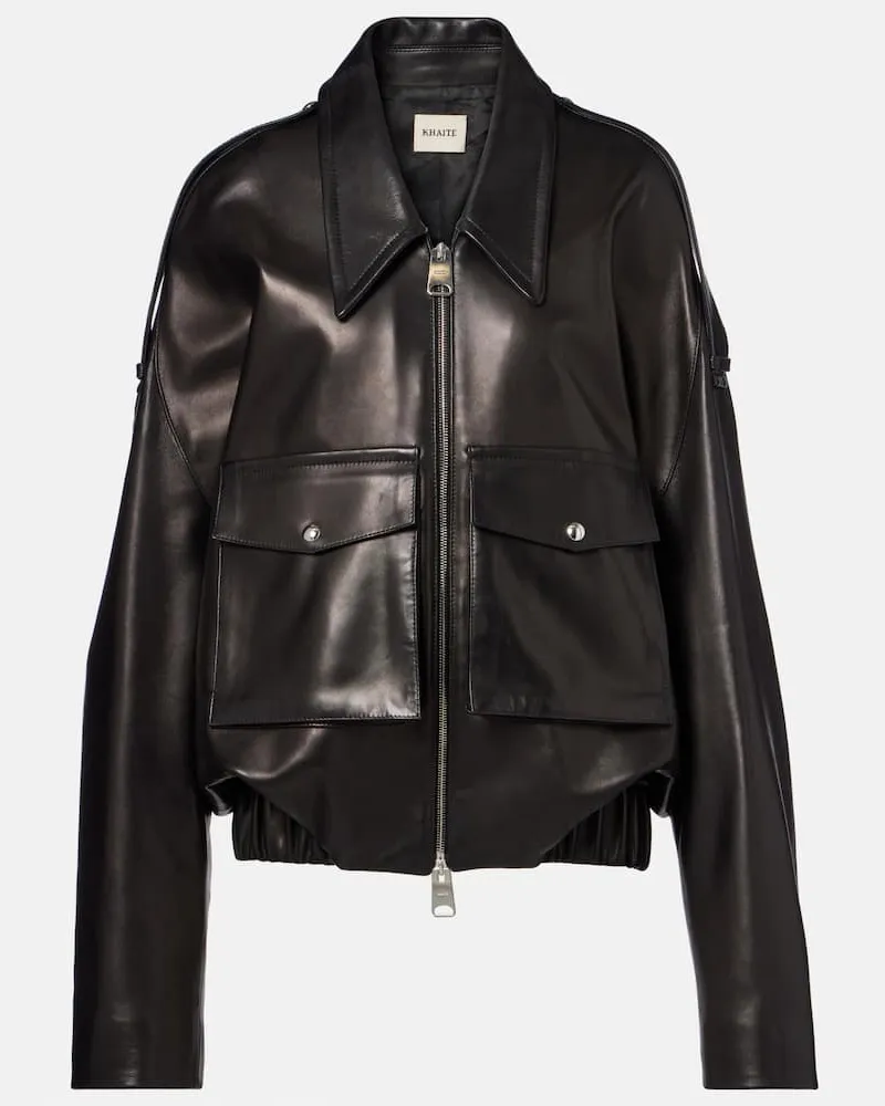 KHAITE Oversize-Lederjacke Owey Schwarz