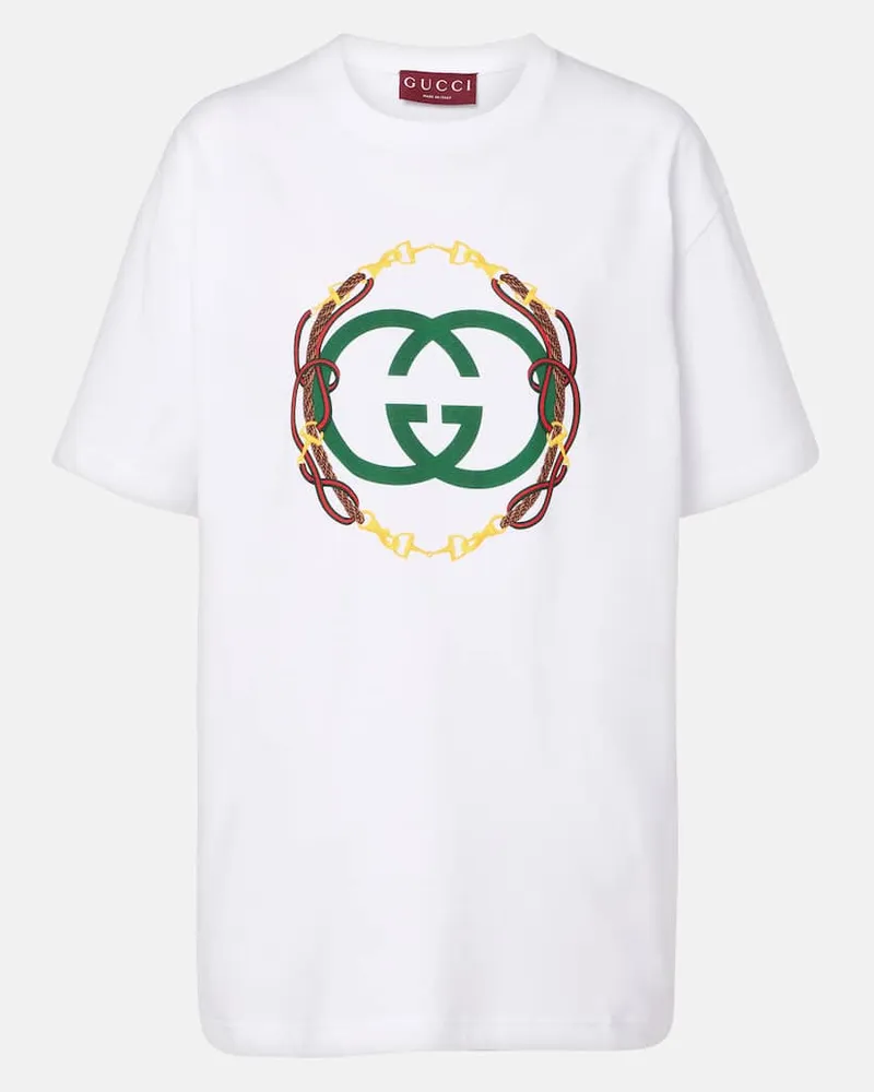 Gucci T-Shirt Interlocking G aus Baumwoll-Jersey Weiß