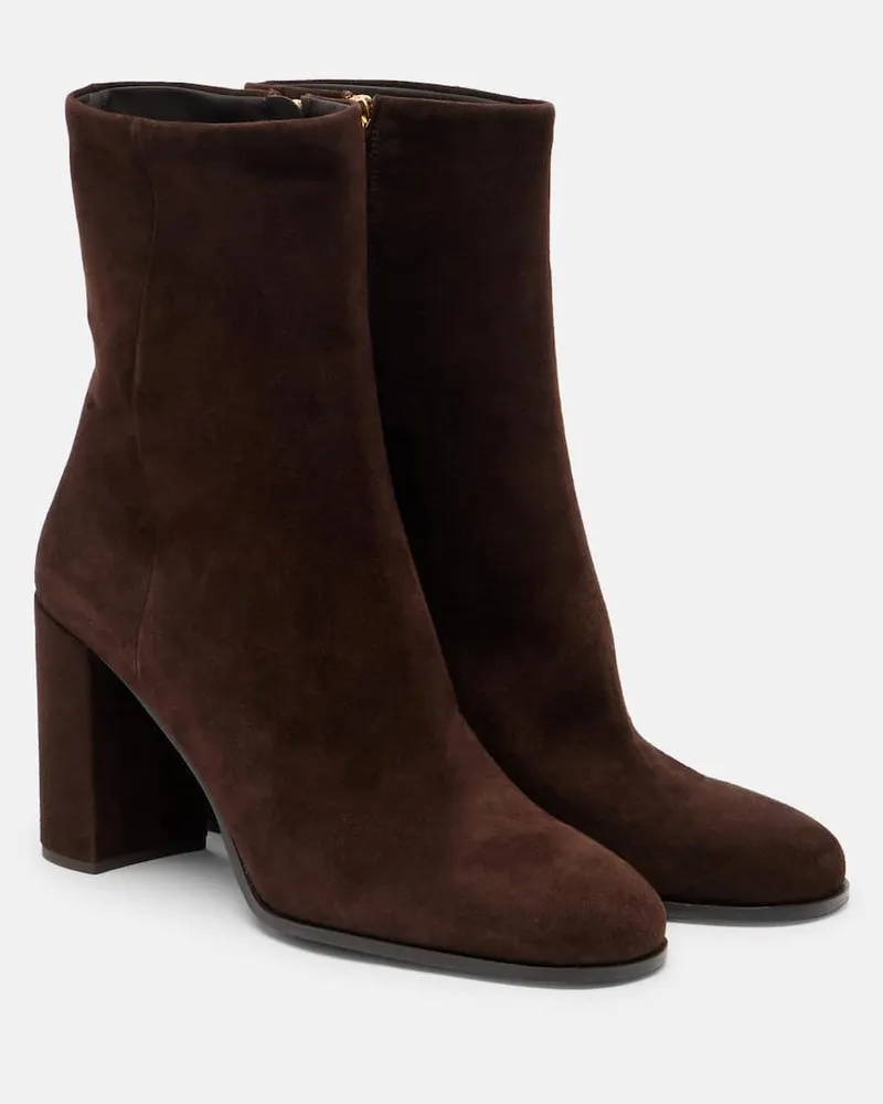 Prada Ankle Boots aus Veloursleder Braun