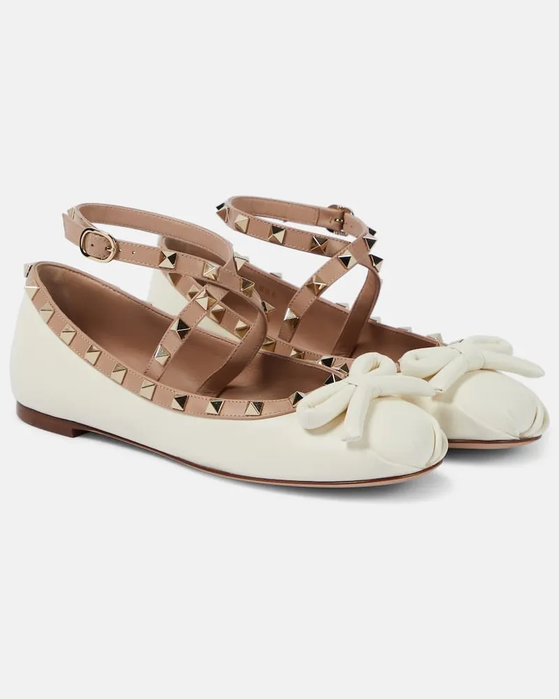 Valentino Garavani Ballerinas Rockstud aus Leder Rosa