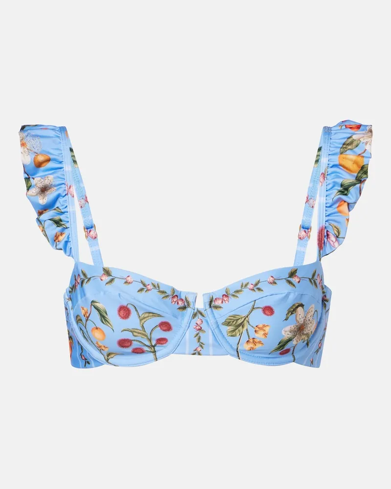 AGUA BENDITA Bedrucktes Bikini-Oberteil Kiwi Blau