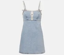 Jeanskleid mit Kristallen und Zierperlen